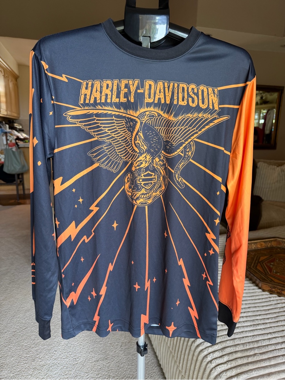 NWOT Harley-Davidson Black & Orange Eagle Radiant Long Sleeve Tee